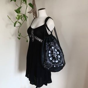 Faux Leather Constellation Draw String Backpack